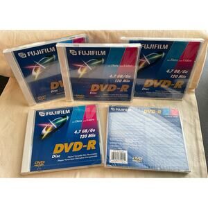 5 New Sealed FUJIFILM Data  Video R4.7 GB 120 Minutes DVD-R Disc Clam Shell Case